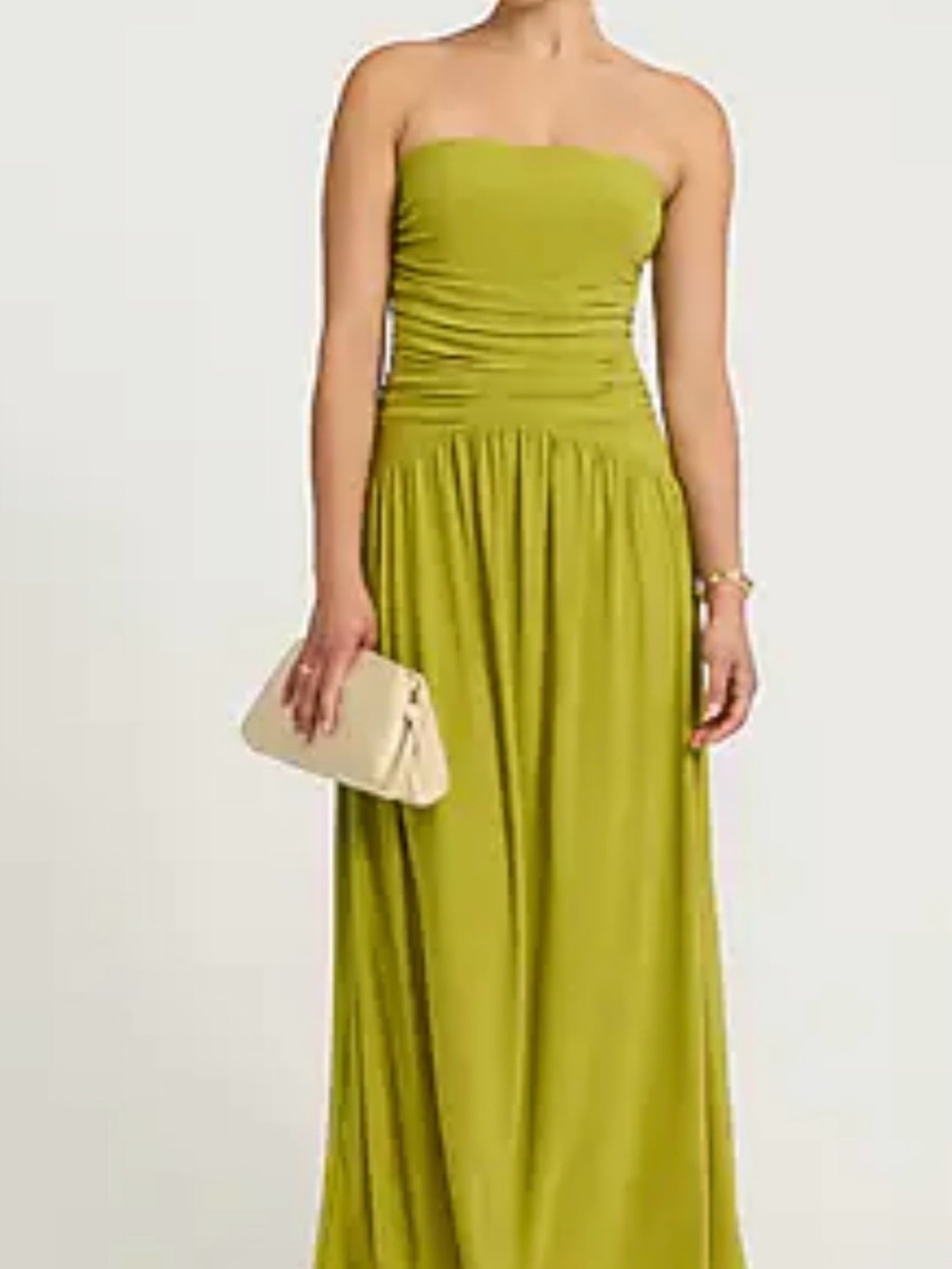 Express Strapless Chartreuse drop waist Maxi Dress size XS